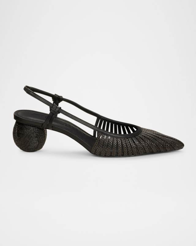 Alia Woven Ball-Heel Slingback Pumps